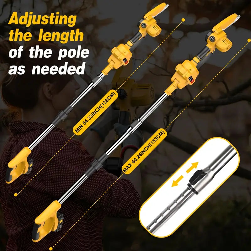 6" Cordless Electric Pruning Chainsaw with Pole Saw