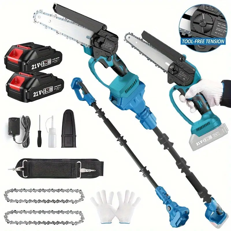 6" Cordless Electric Pruning Chainsaw with Pole Saw