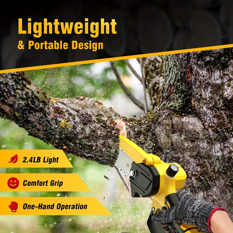 6" Cordless Electric Pruning Chainsaw with Pole Saw