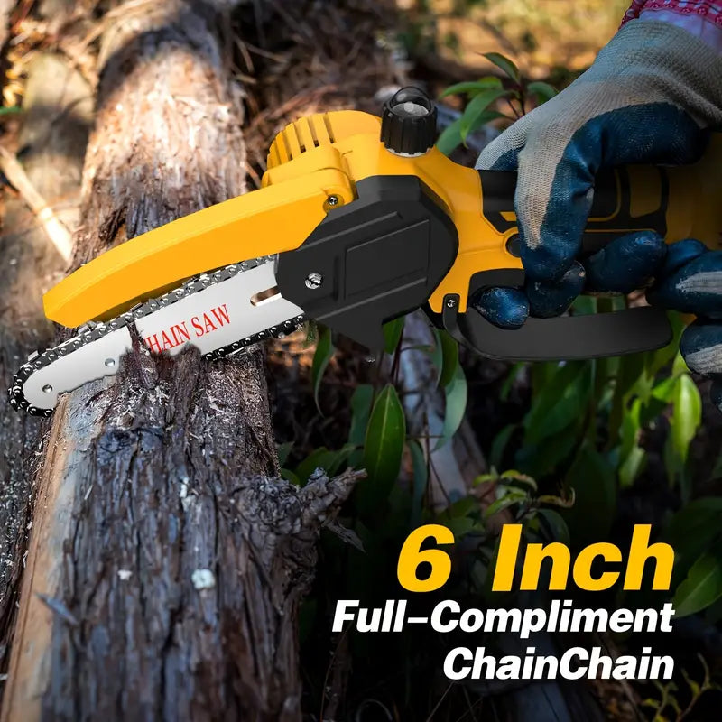 6" Cordless Electric Pruning Chainsaw with Pole Saw