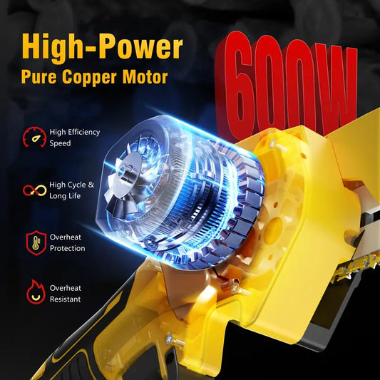 6" Cordless Electric Pruning Chainsaw with Pole Saw