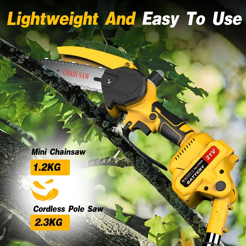 6" Cordless Electric Pruning Chainsaw with Pole Saw