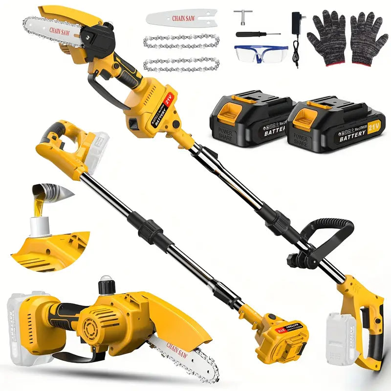 6" Cordless Electric Pruning Chainsaw with Pole Saw
