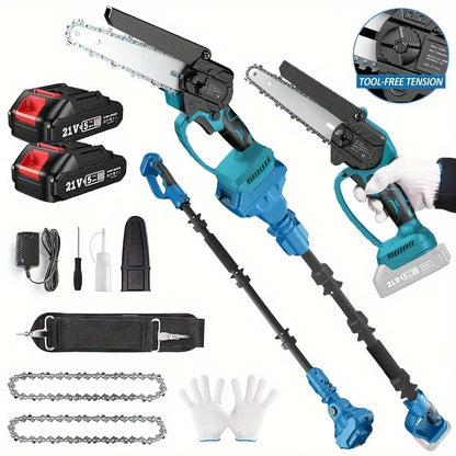 6" Cordless Electric Pruning Chainsaw with Pole Saw
