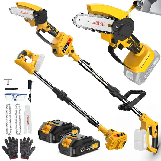 6" Cordless Electric Pruning Chainsaw with Pole Saw