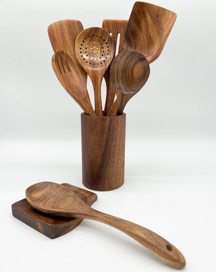 Eco-Friendly Teak Woood Kitchen Utensil Set (9-piece)
